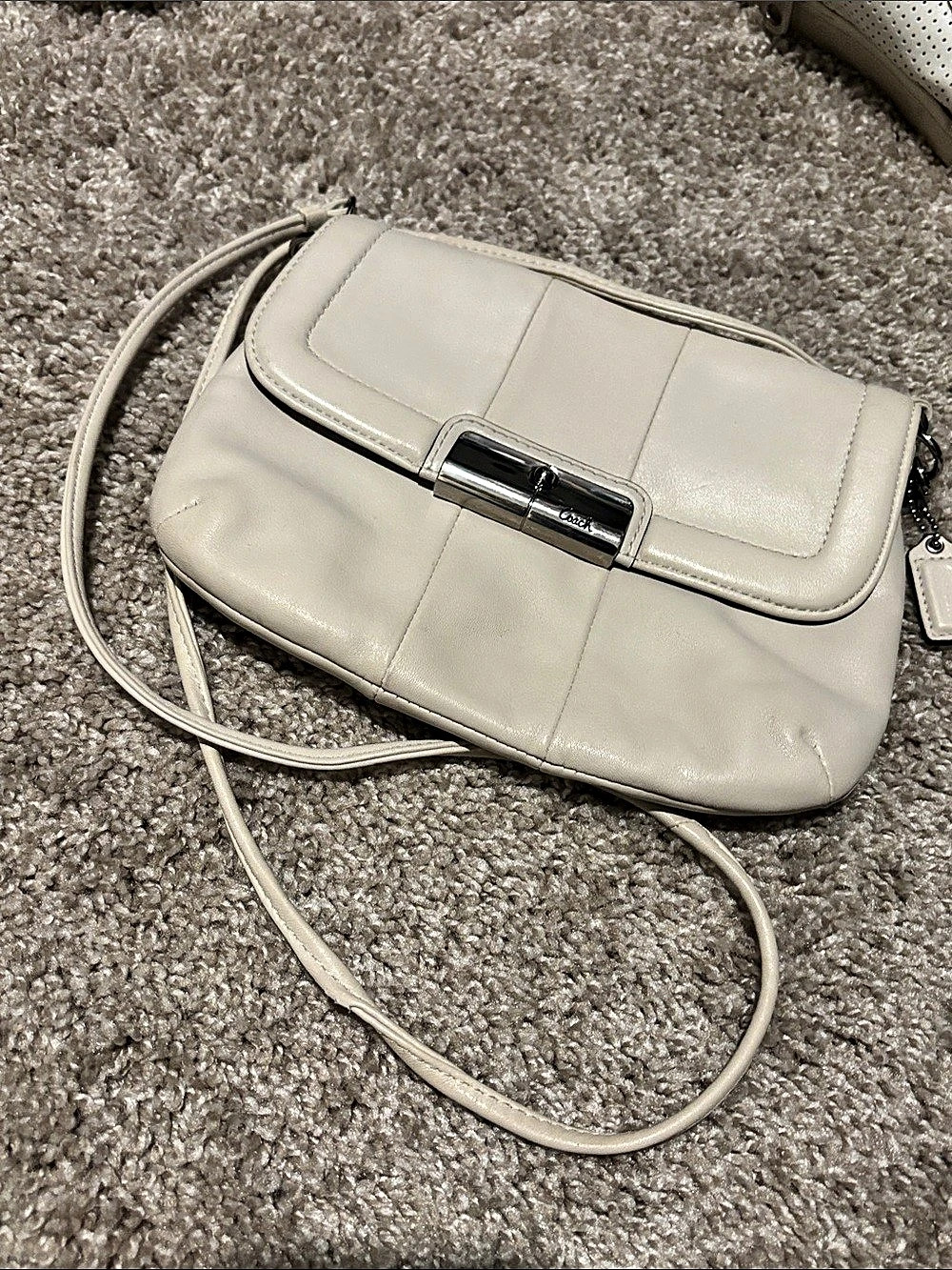 Coach magnetic snap closure  White Crossbody Bag